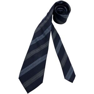 TRUSSARDI Navy/Blue/Gray Striped Wool Blend LUXURY Tie ITALY